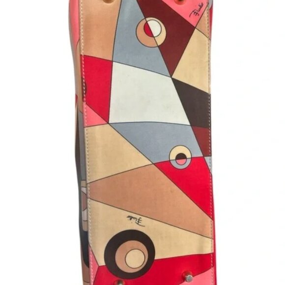 EMILIO PUCCI AUTHENTIC  “Comessa”  Red Tan Geometric Tote Bag - Picture 6 of 10